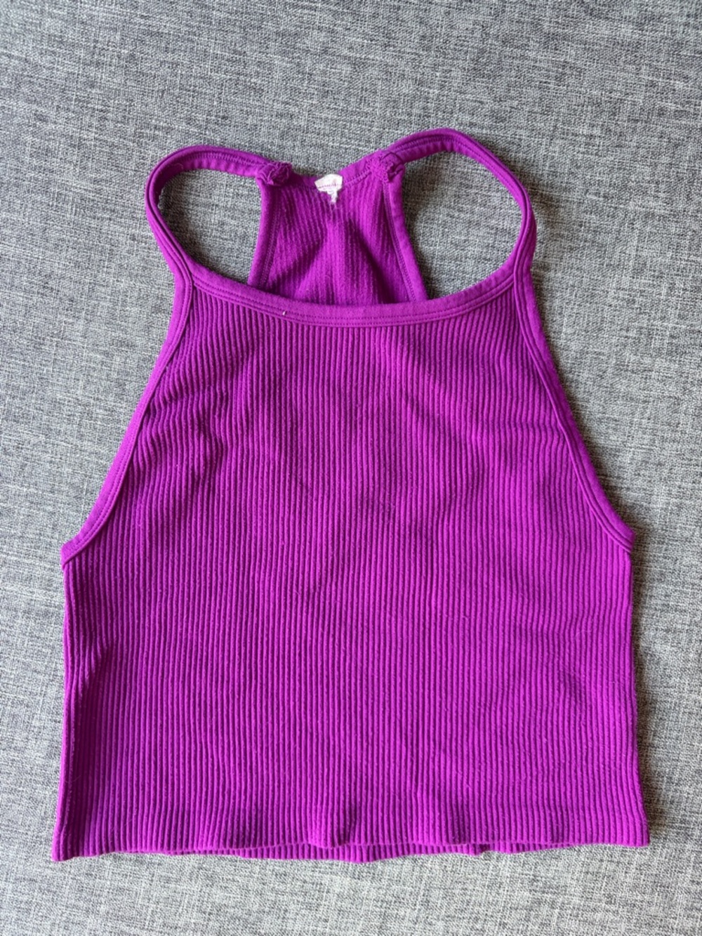 Ribbed cropped racerback stretchy tank top
